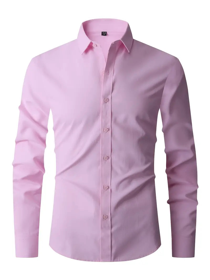Men's semi-formal long sleeve shirt, structured fit, versatile design, suitable for business and casual occasions.