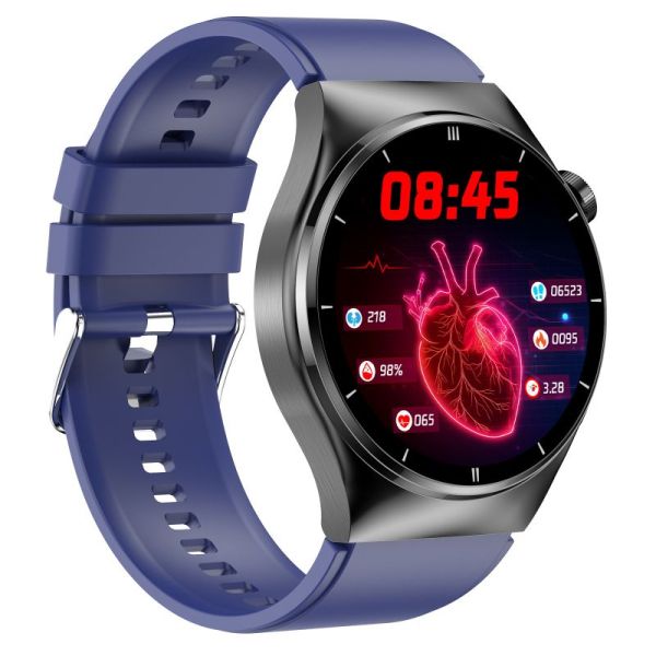 Men's smartwatch with health monitoring, pain-free glucose and blood pressure tracking, modern design, available in multiple 