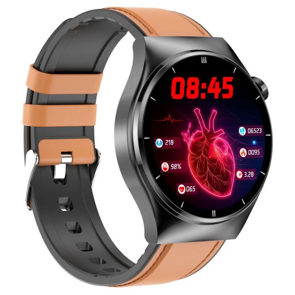 Men's smartwatch with health monitoring, pain-free glucose and blood pressure tracking, modern design, available in multiple 
