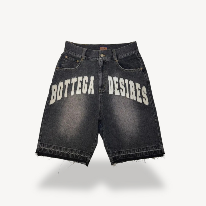 "Men's Y2K Graphic Bermuda Shorts with retro graffiti prints, breathable cotton, streetwear style, vibrant and bold design."