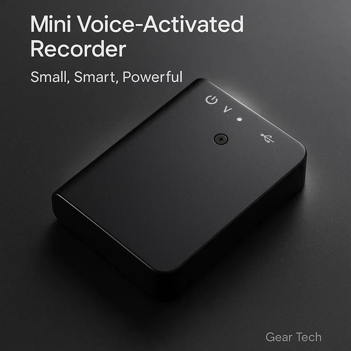 "Miniature voice recorder for stealth audio, compact design, high-fidelity recording, voice activation, pocket-sized."