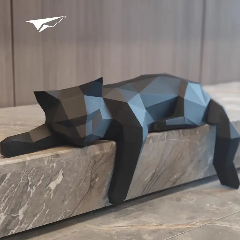 Minimalist black cat sculpture, sleek modern home decor piece, perfect for shelves, offices, or gift for cat lovers.