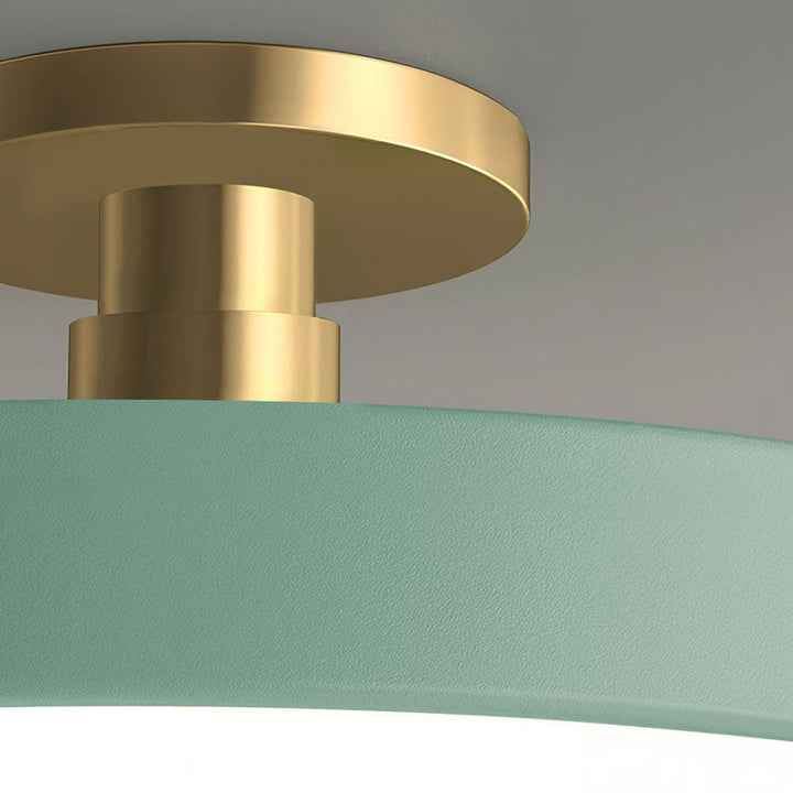 "Minimalist LED ceiling light, semi-flush design, brightens spaces with elegant style and energy-efficient glow."