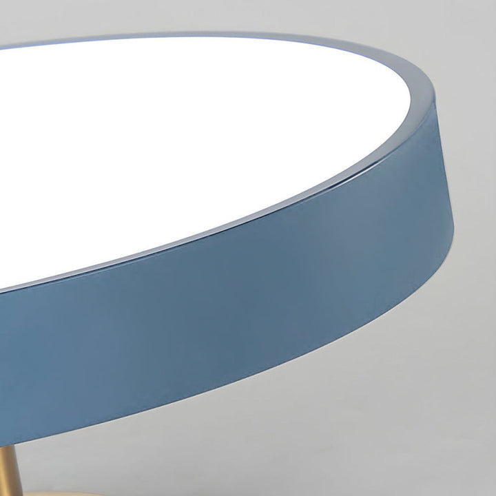 "Minimalist LED ceiling light, semi-flush design, brightens spaces with elegant style and energy-efficient glow."