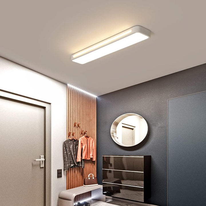 "Minimalist Nordic long LED ceiling light with sleek black finish and modern design for elegant interior lighting"