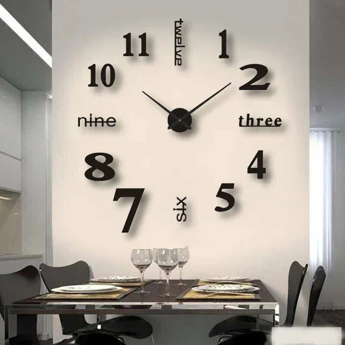 Modern, luminous, and customizable DIY wall clock. Large 3D design creates a unique focal point.