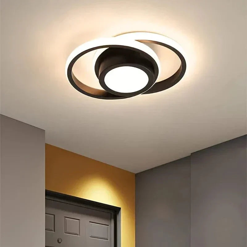 "Modern dimmable LED flush mount ceiling light, 3-colour options, sleek round design, fits low ceilings, energy-efficient"