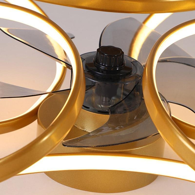 "Modern Flower LED Ceiling Fan Light with remote, featuring elegant bent blades and energy-efficient illumination."