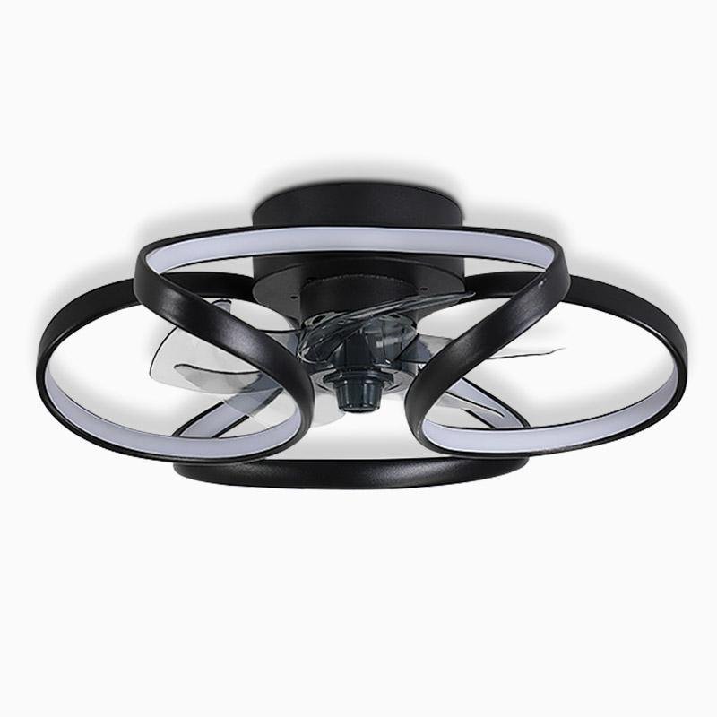"Modern Flower LED Ceiling Fan Light with remote, featuring elegant bent blades and energy-efficient illumination."