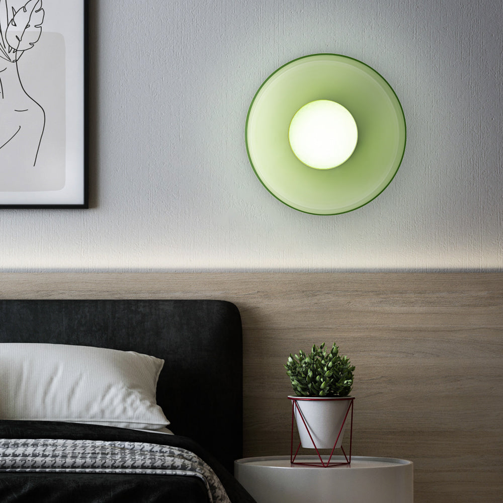 "Modern glass round ceiling light with sleek design, ideal for stylish kitchens, available in varied colors and sizes."