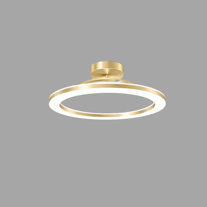 "Modern LED ceiling light with adjustable colors, sleek design, gold and black finish, perfect for contemporary interiors."