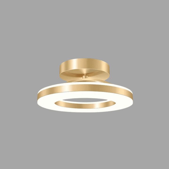 "Modern LED ceiling light with adjustable colors, sleek design, gold and black finish, perfect for contemporary interiors."
