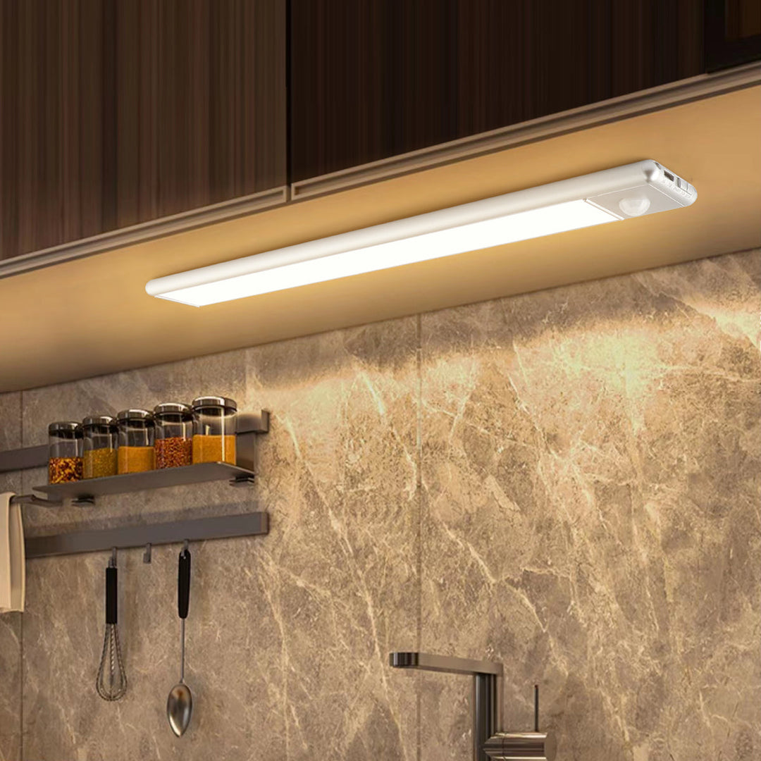 Modern Magnetic Motion Sensor LED Light with USB, silver finish, adds safety and style to home decor, easy USB charging.