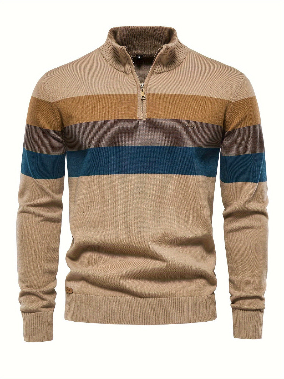 Versatile men's knitted half-zip sweater. Wyatt cotton pullover for modern autumn style & casual comfort.