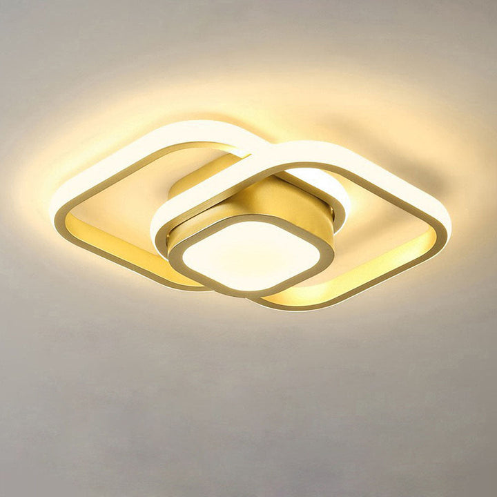 "Modern Minimalist Halo Duo Ceiling Light with a sleek, circular design providing warm, ambient LED illumination."