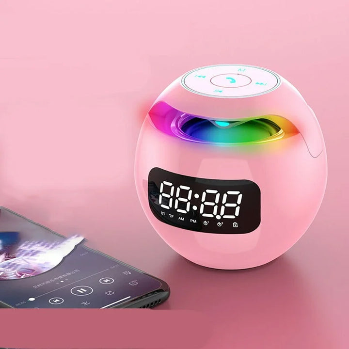 Smart multi-function digital alarm clock, Bluetooth speaker, and soft night light for modern homes.