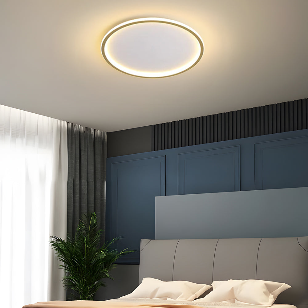 "Modern Nordic LED Ceiling Light with minimalist round flush mount design, providing soft even illumination for modern interi