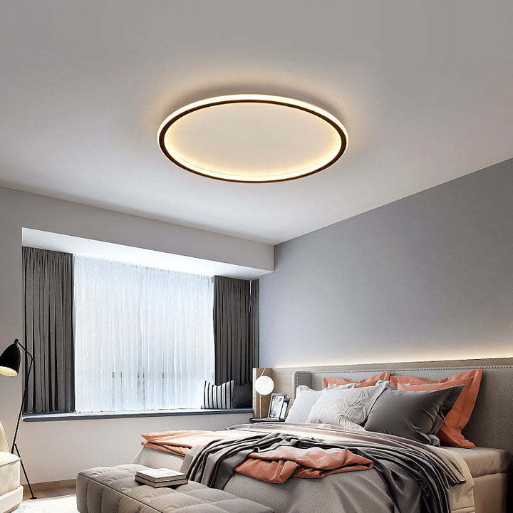 "Modern Nordic LED Ceiling Light with minimalist round flush mount design, providing soft even illumination for modern interi
