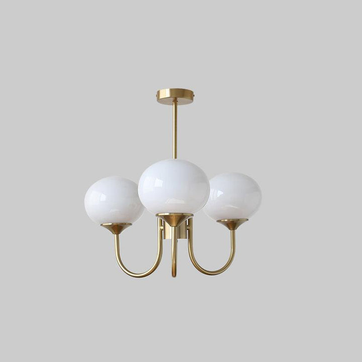 Modern pink and gold chandelier with elegant glass shades, ideal ceiling light fixture for chic home decor and illumination.