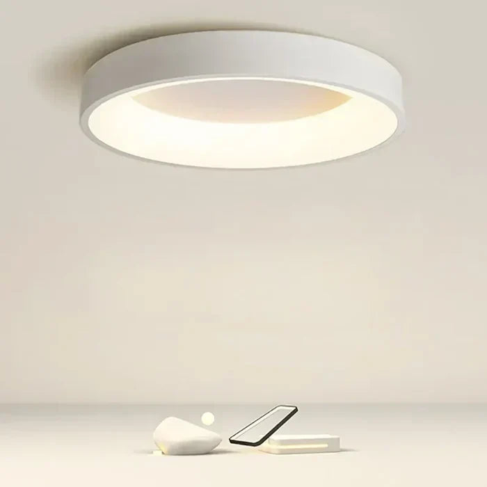 Modern round LED ceiling light, perfect for Scandinavian & Nordic minimalist home decor. Energy-efficient lighting solution.