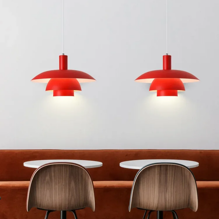 "Modern Scandinavian pendant light with sleek design, providing ambient LED glow, ideal for stylish home interiors."