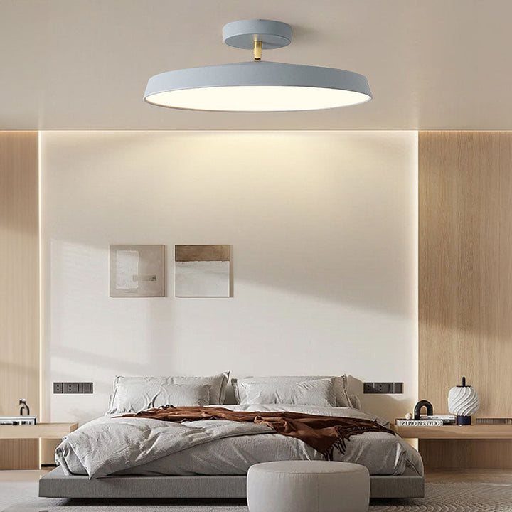 "Modern semi-flush ceiling light with sleek design, adjustable tones, and energy-efficient LED, perfect for any room ambiance