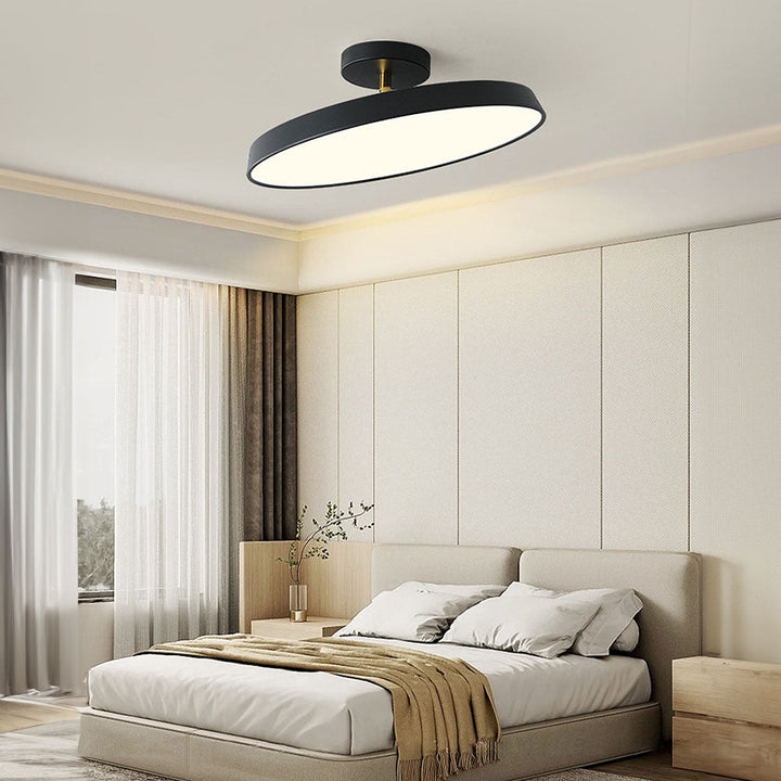 "Modern semi-flush ceiling light with sleek design, adjustable tones, and energy-efficient LED, perfect for any room ambiance