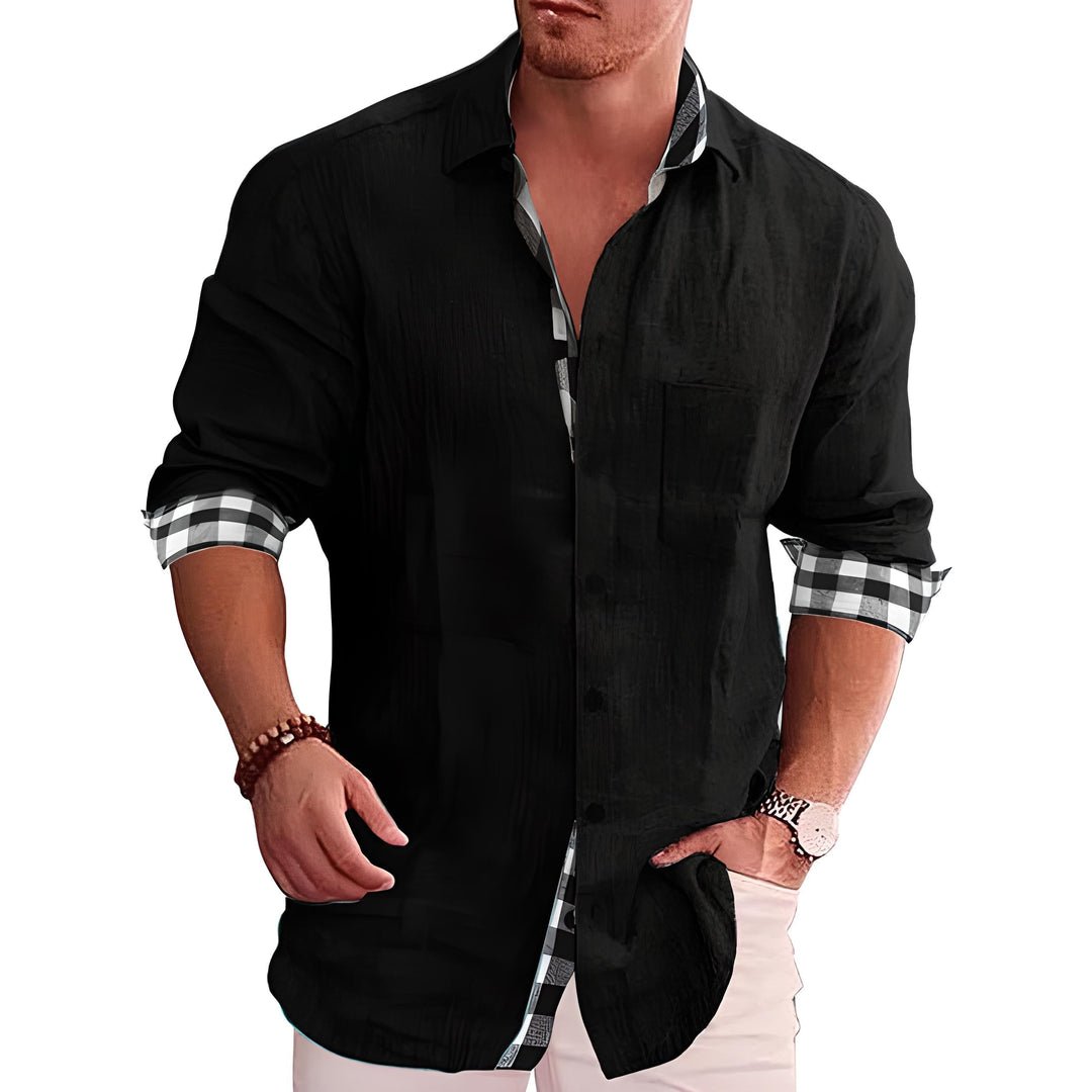 Modern stylish men's shirt with sleek design, versatile for work or social events; a refined look for all seasons.