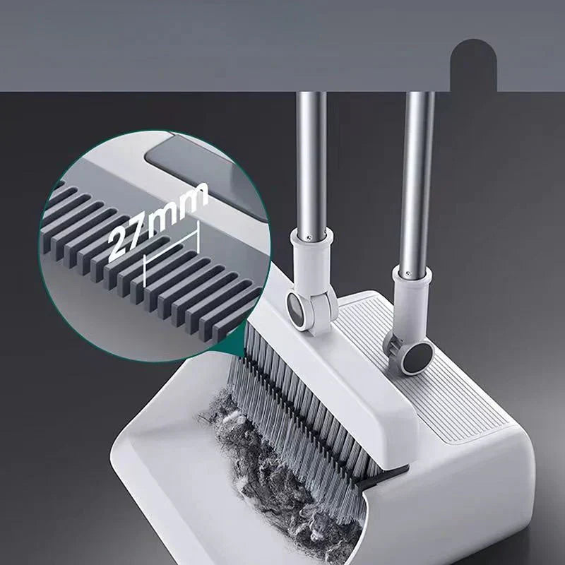 Multifunctional broom and dustpan set with 3-in-1 design, ergonomic handle, and self-cleaner, ideal for efficient home cleani