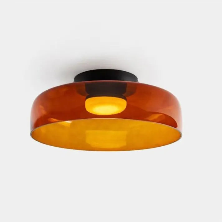 Nordic designer glass ceiling lamp in modern medieval style with elegant glass build, available in gray, green, and orange.