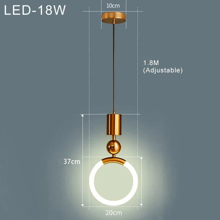 "Nordic LED Pendant Light with sleek metal lines and minimalist design, perfect for modern kitchens and dining areas."