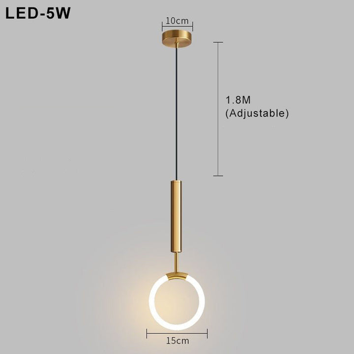 "Nordic LED Pendant Light with sleek metal lines and minimalist design, perfect for modern kitchens and dining areas."