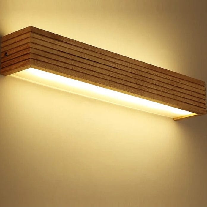 Nordic LED wooden wall sconce; modern, sleek design for stylish bedroom, bathroom lighting; energy-efficient up and down ligh