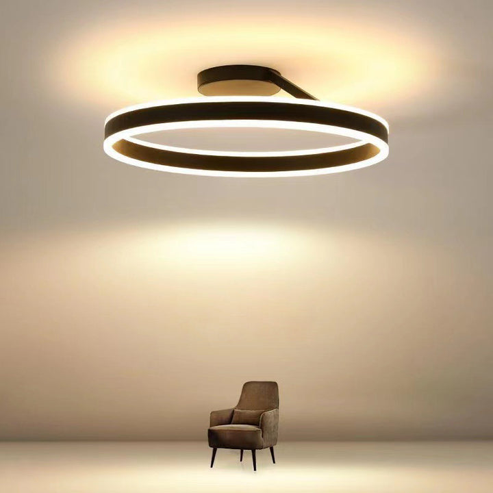 Nordic minimalist LED ceiling light with sleek metal iron and acrylic design, perfect for modern living room illumination.