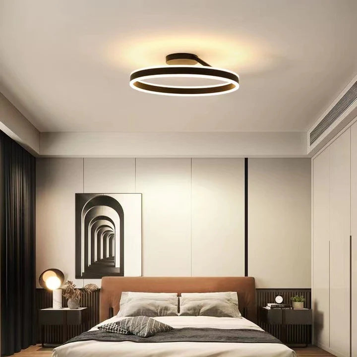 Nordic minimalist LED ceiling light with sleek metal iron and acrylic design, perfect for modern living room illumination.