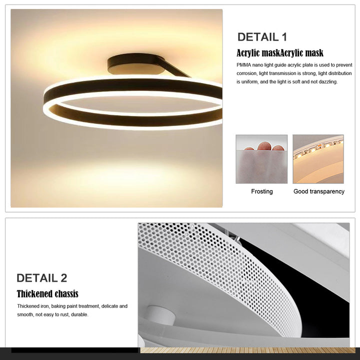 Nordic minimalist LED ceiling light with sleek metal iron and acrylic design, perfect for modern living room illumination.