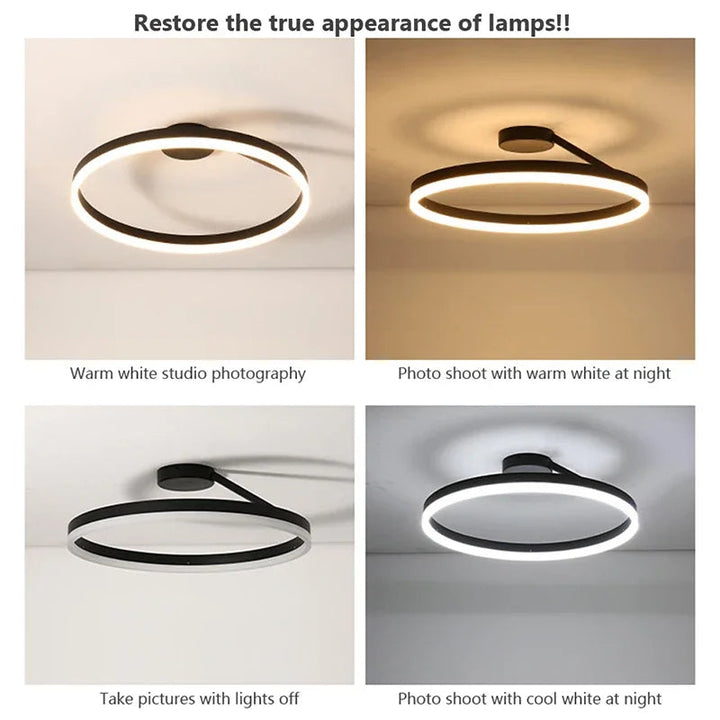 Nordic minimalist LED ceiling light with sleek metal iron and acrylic design, perfect for modern living room illumination.