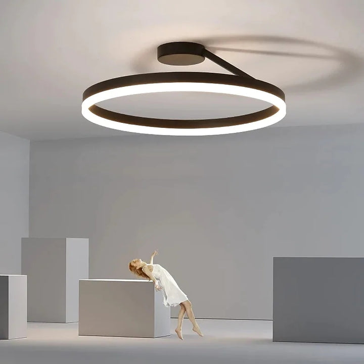 Nordic minimalist LED ceiling light with sleek metal iron and acrylic design, perfect for modern living room illumination.