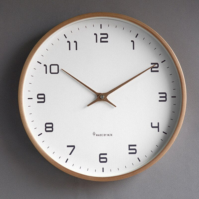 "Nordic minimalist wooden wall clock with natural wood finish and silent quartz movement, perfect for any home decor."