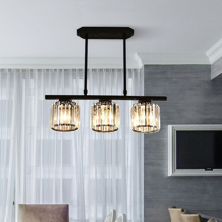"Nordic multi-light glass pendant lamp with elegant glass shades, perfect for kitchen island or dining area centerpiece."