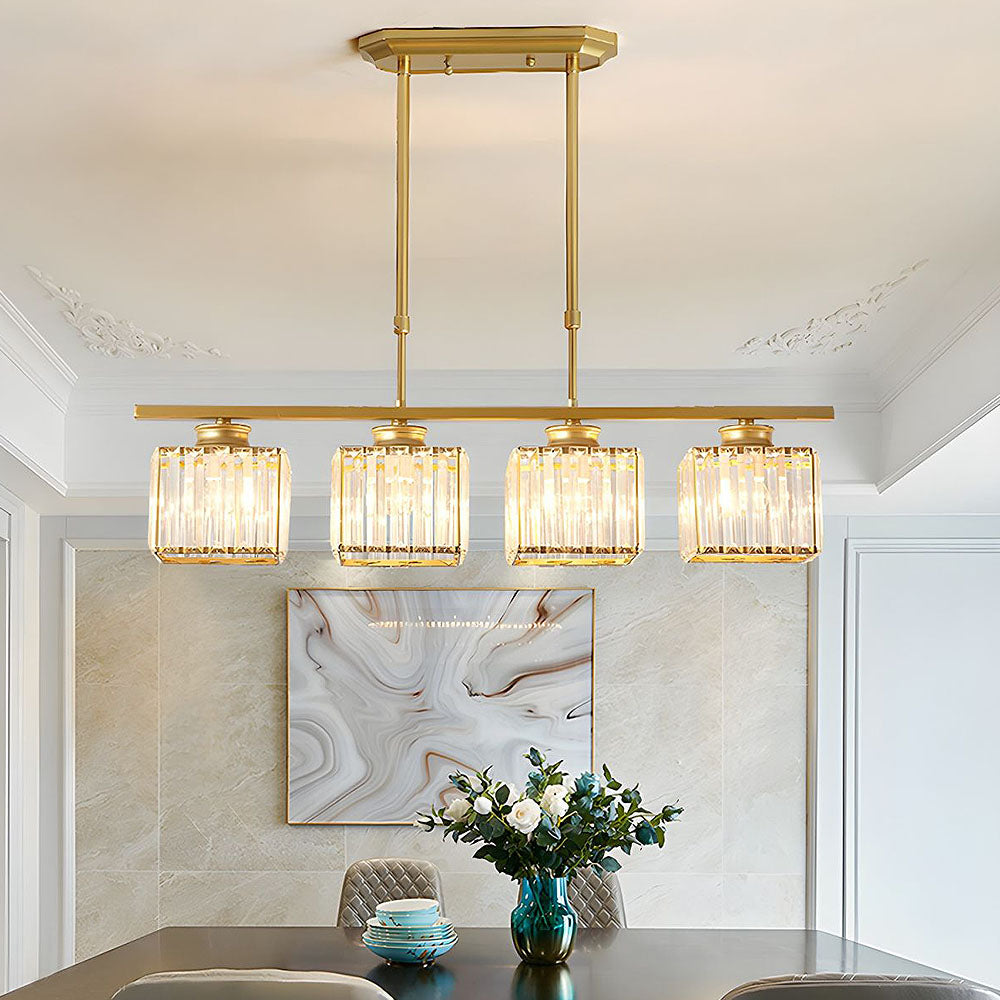 "Nordic multi-light glass pendant lamp with elegant glass shades, perfect for kitchen island or dining area centerpiece."