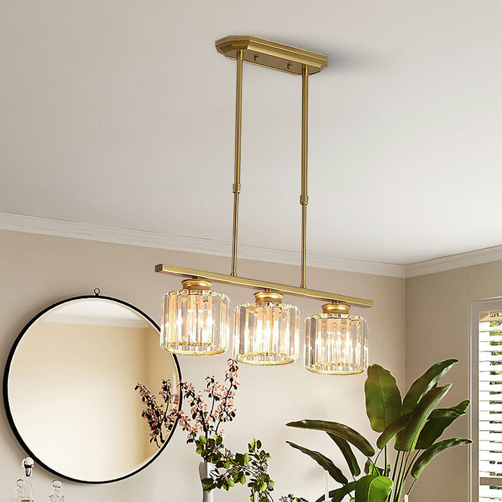 "Nordic multi-light glass pendant lamp with elegant glass shades, perfect for kitchen island or dining area centerpiece."