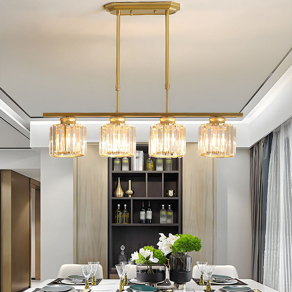 "Nordic multi-light glass pendant lamp with elegant glass shades, perfect for kitchen island or dining area centerpiece."