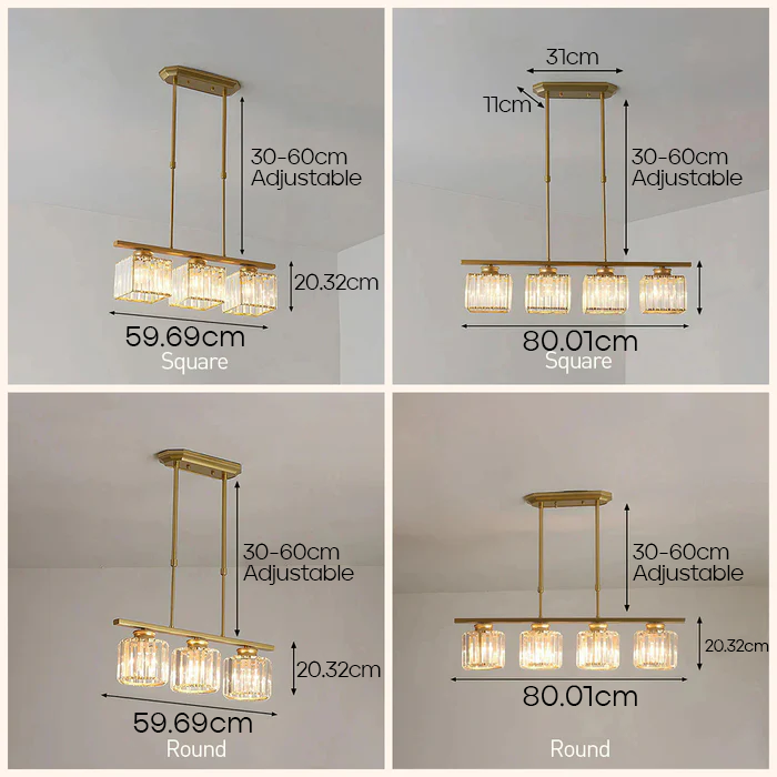 "Nordic multi-light glass pendant lamp with elegant glass shades, perfect for kitchen island or dining area centerpiece."