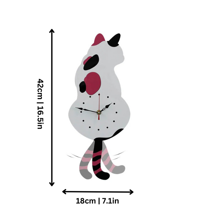 "Norse-inspired silent animal wall clock with swishing tail; ideal home decor for serene, playful spaces."