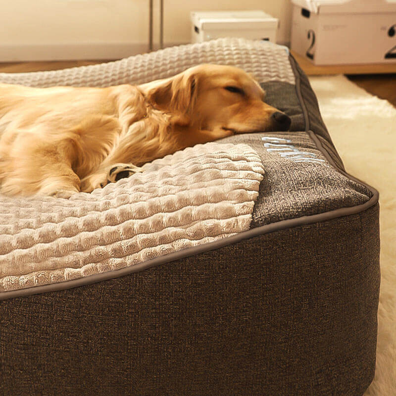 Scratch-resistant orthopedic dog bed with washable cover for easy care. Provides excellent spine & neck support.