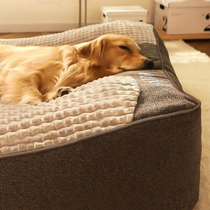 Scratch-resistant orthopedic dog bed with washable cover for easy care. Provides excellent spine & neck support.