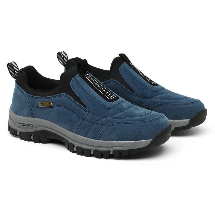 Orthopedic hiking shoes for men and women, featuring non-slip rubber soles, stylish design, and ergonomic support.