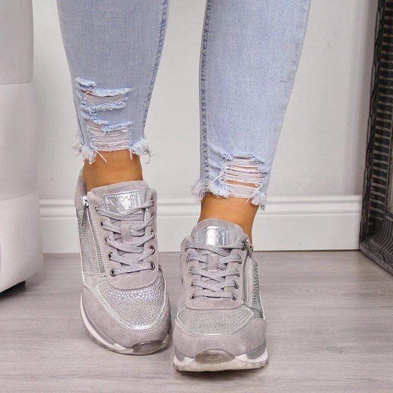 Side view of women's comfortable orthopedic walking shoes with wide toe box, bunion relief