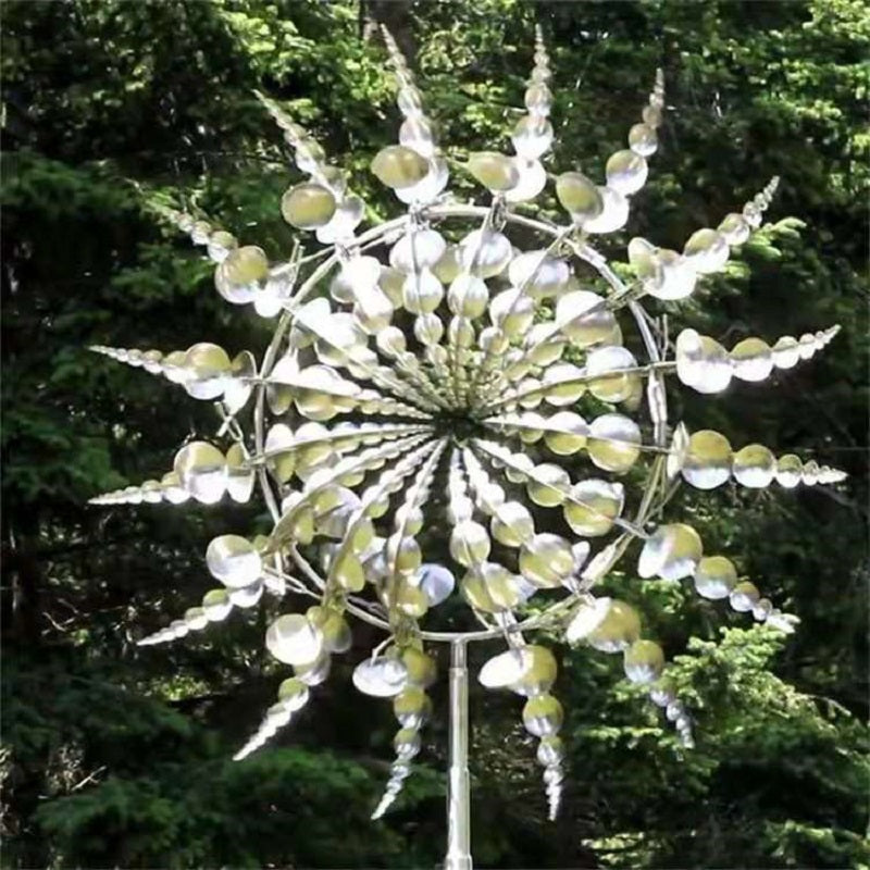 Outdoor anti-rust kinetic metal wind spinner with elegant wings, adds motion and charm to garden, perfect for year-round deco